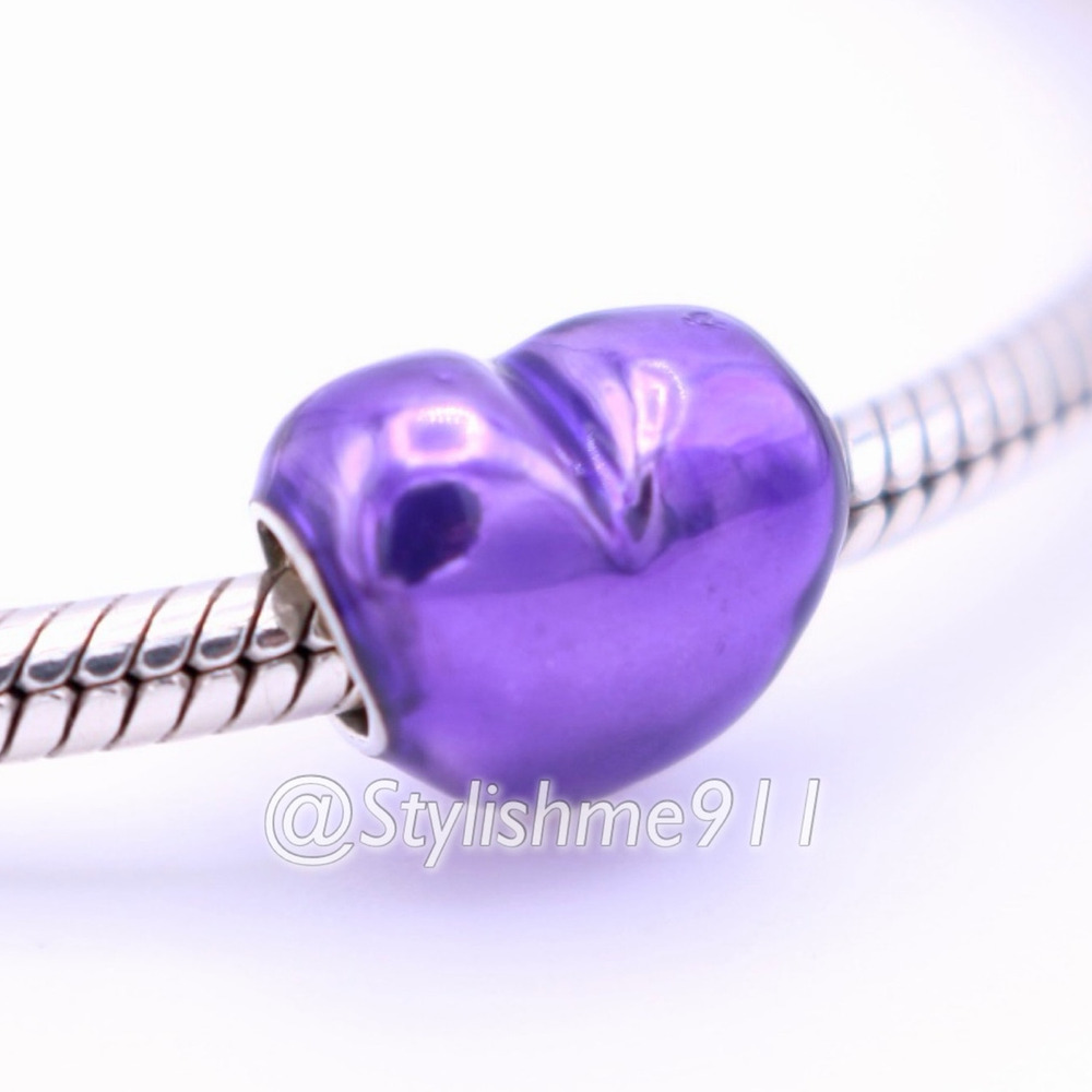 Authentic PANDORA Metallic Purple Heart Charm - 799291C01